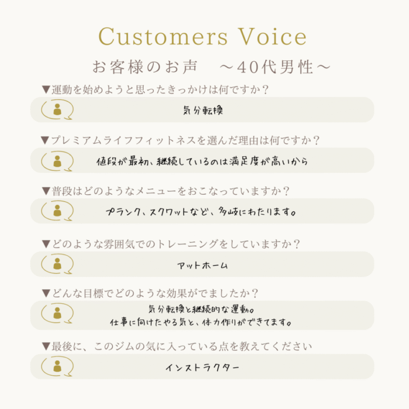 仕事に向けたやる気と、体力づくりが出来ています〜４０代男性〜の画像